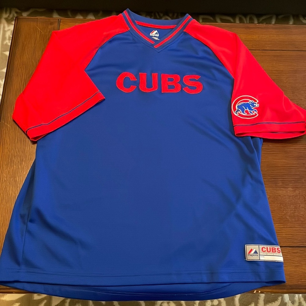 Chicago Cubs Majestic Jersey. Sewn on letters & patch. XL. Like new.